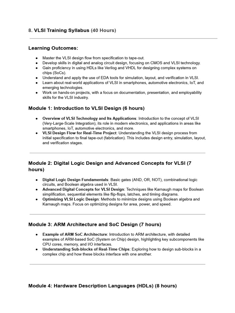 VLSI Design Training Syllabus | PDF | Hardware Description Language ...