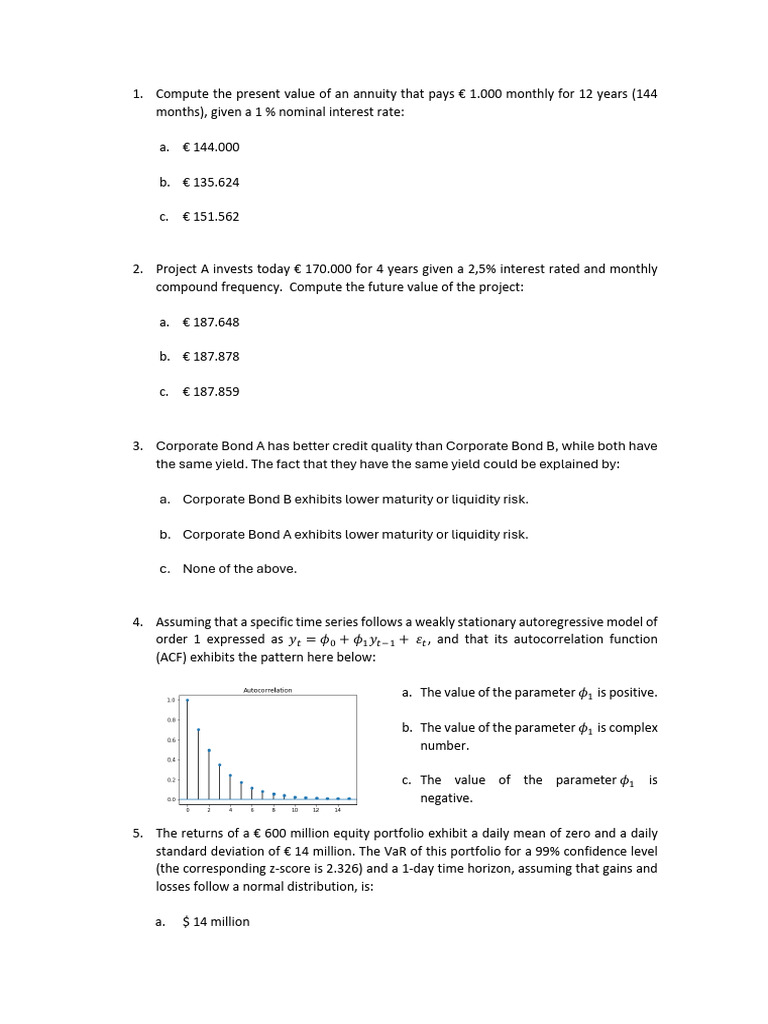 Financial Calculations and Concepts Quiz | PDF