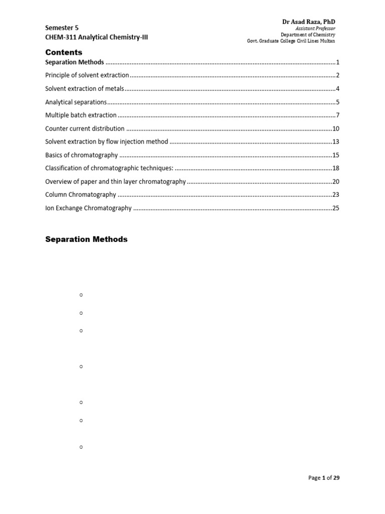 Chem 311 Analytical Chemistry Iii 5th Senester Pdf Chromatography