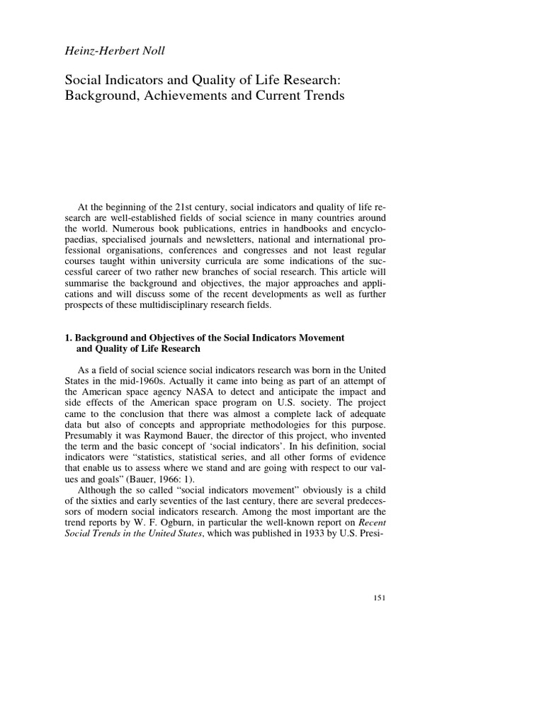 Social Indicators and Quality of Life Trends | PDF | Sustainability ...