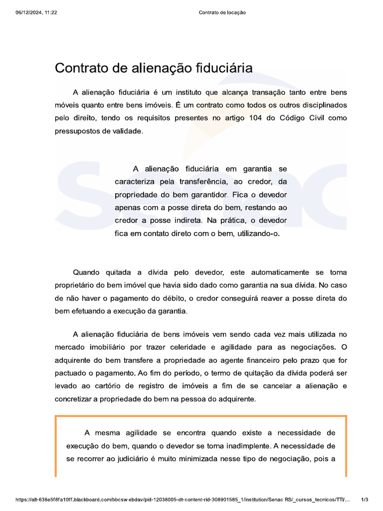 Contrato de Alienação Fiduciária - Contratos | PDF