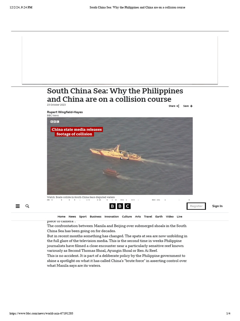 Philippines-China Tensions in South China Sea | PDF | Philippines ...