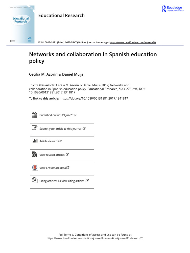 Networks and Collaboration in Spanish Education Policy | PDF | Teachers ...
