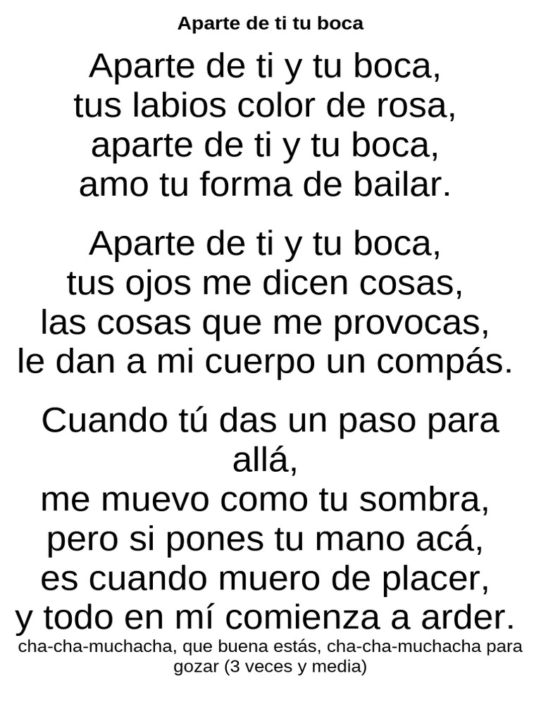 Aparte de Ti y Tu Boca: Letra de Amor | PDF