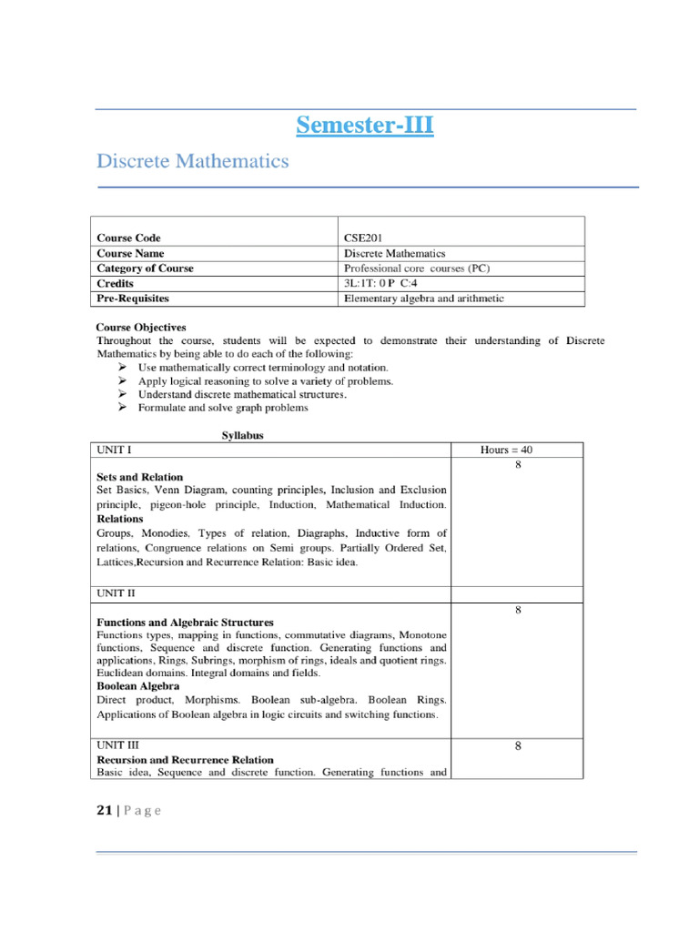 3rd Sem Syllabus (New) | PDF