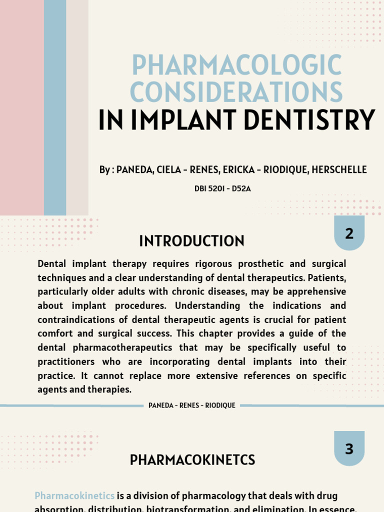 Group 11 - Pharmacological Considerations in Implant Dentistry | PDF ...