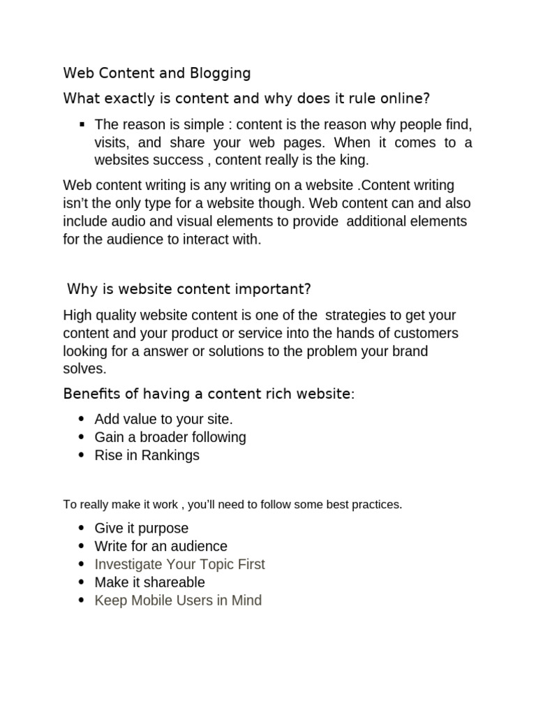 Web Content and Blogging | PDF | Websites | Blog