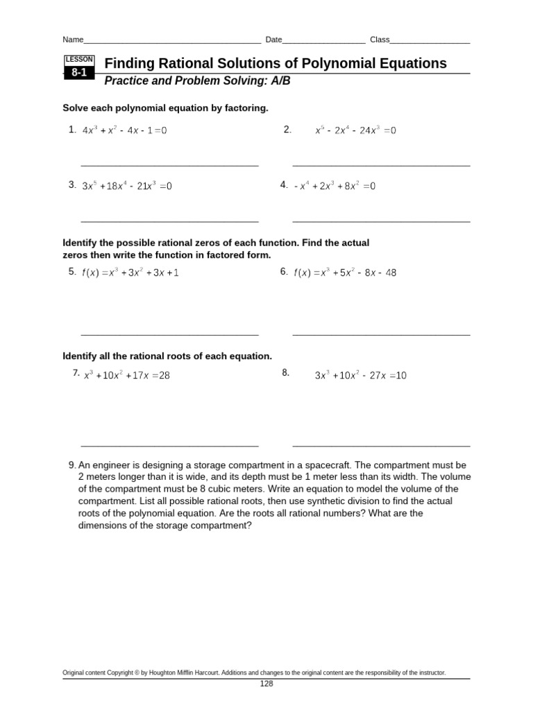 Rational Solutions in Polynomial Equations | PDF | Zero Of A Function ...