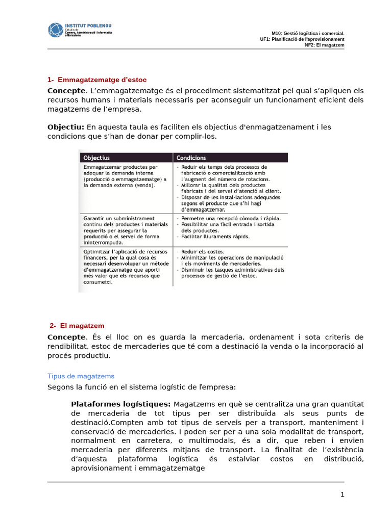 NF2 El Magatzem Teoria | PDF