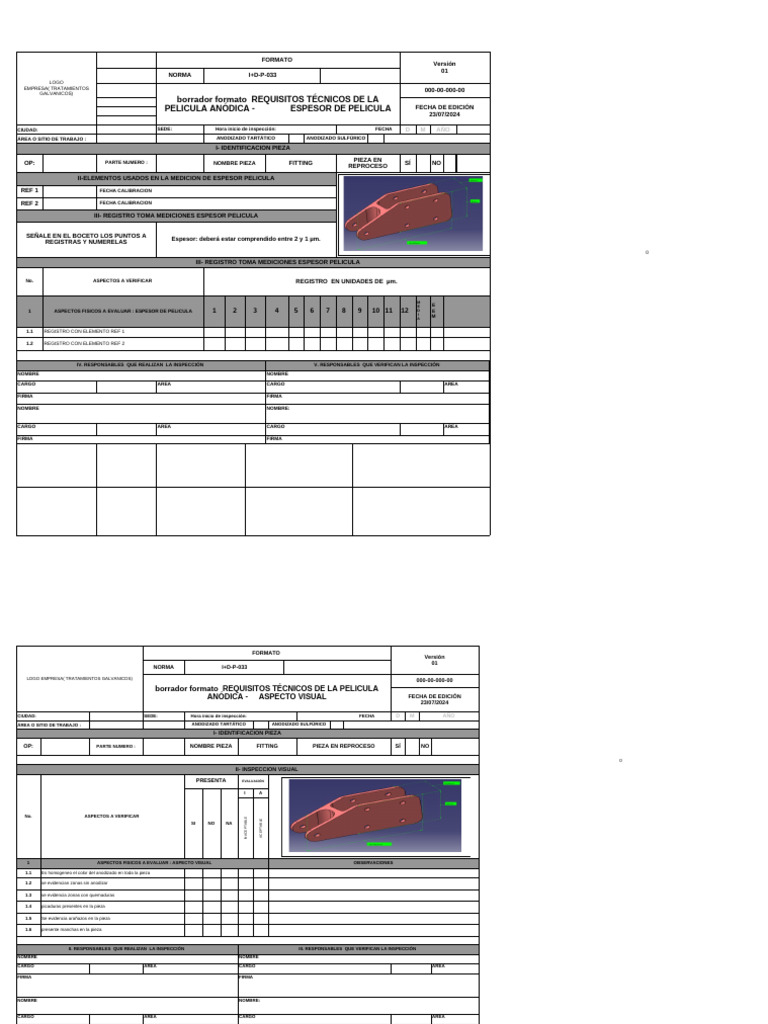 Formato Borrador Inpeccion Terminado Anodizado | PDF