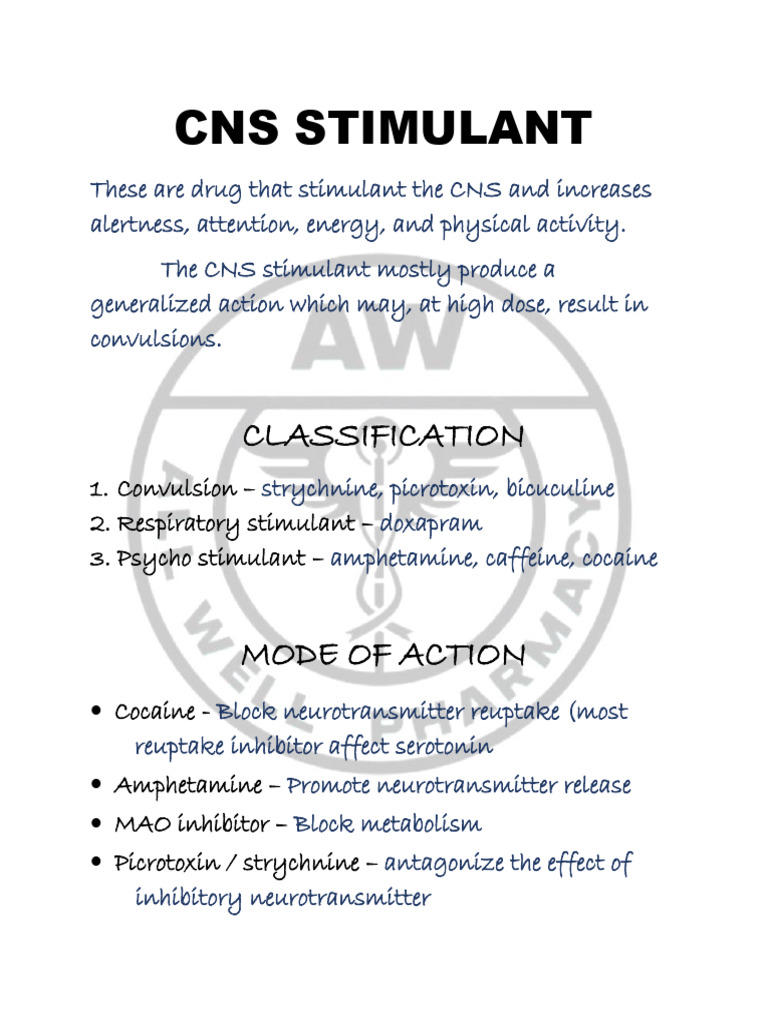 Cns Stimulant, Nootropics (Awp) | PDF