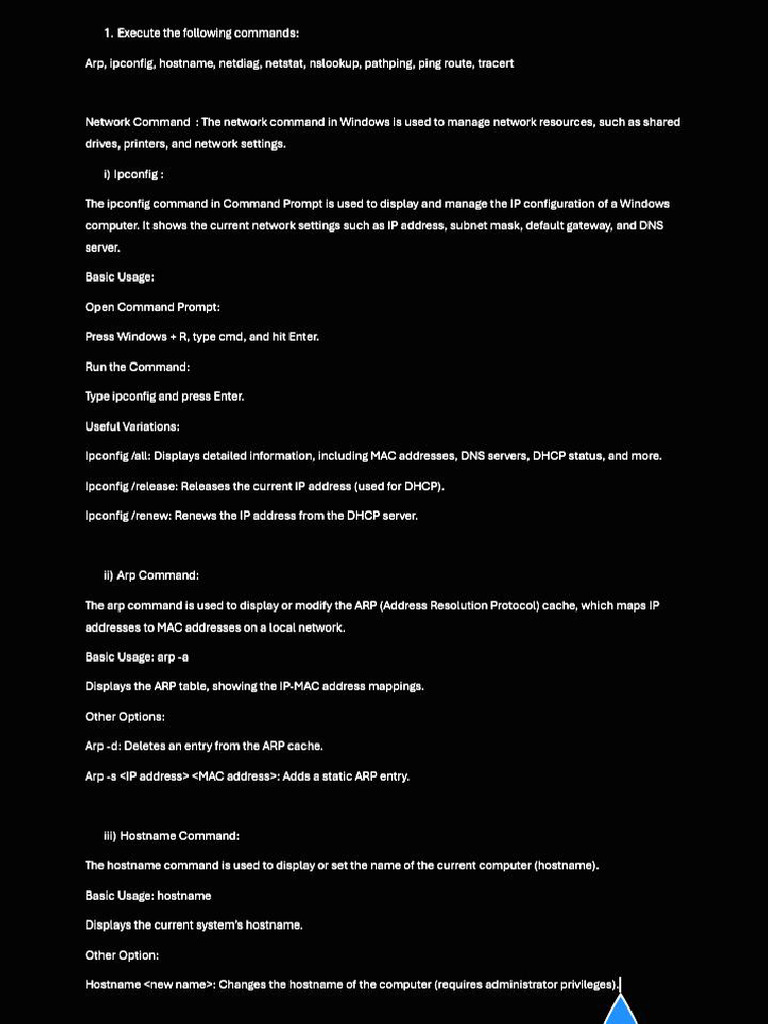 Windows Network Command Guide | PDF | Ip Address | Computer Network