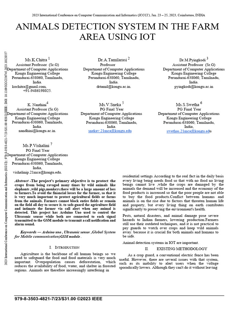 Animals Detection System in The Farm Area Using Iot | PDF | Computer ...