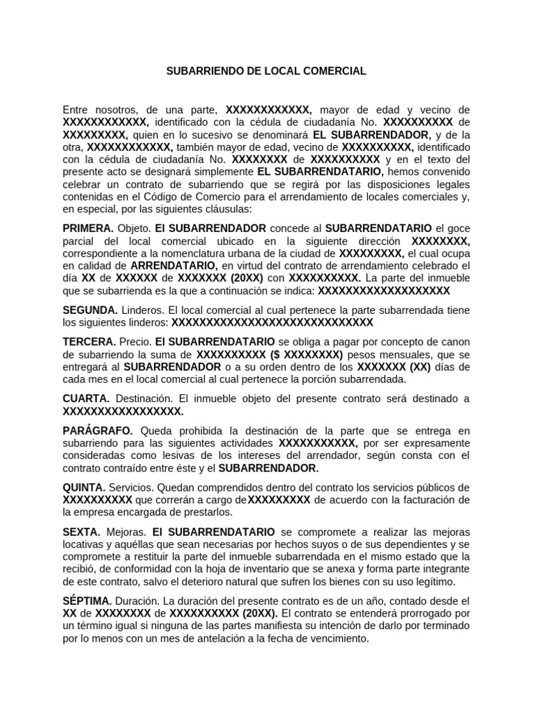 96-SUBARRIENDO-DE-LOCAL-COMERCIAL | PDF | Liquidación