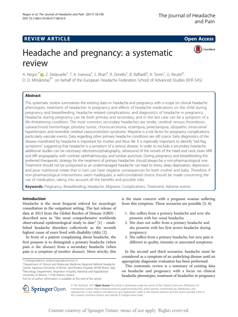 Headache Management in Pregnancy | PDF | Headache | Migraine