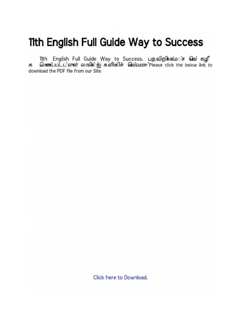 11th English Full Guide Way To Success | PDF