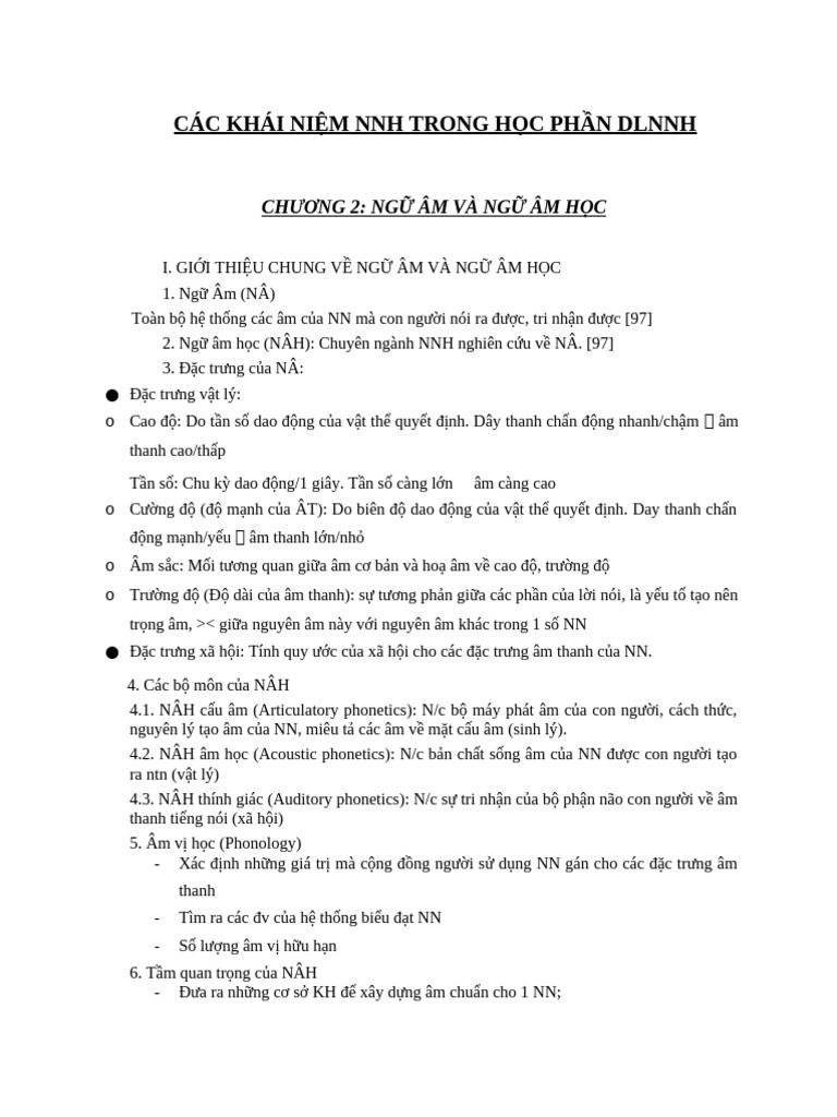 CÁC KHÁI NIỆM NNH TRONG DLNNH | PDF