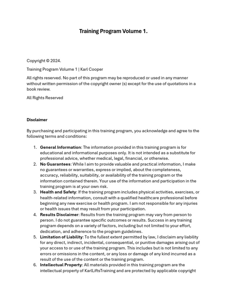 Training Program Volume 1 Overview | PDF | Strength Training | Dieting