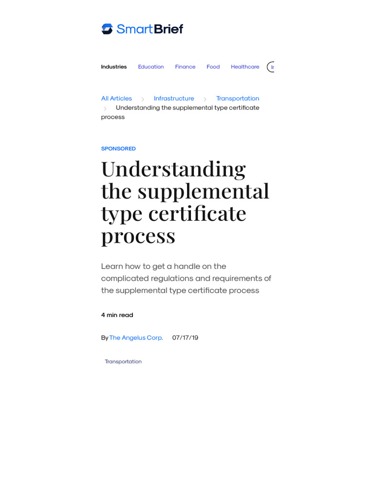Understanding The Supplemental Type Certificate Process - SmartBrief ...