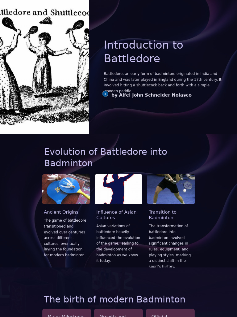 Introduction To Battledore | PDF | Athletic Sports | Sports