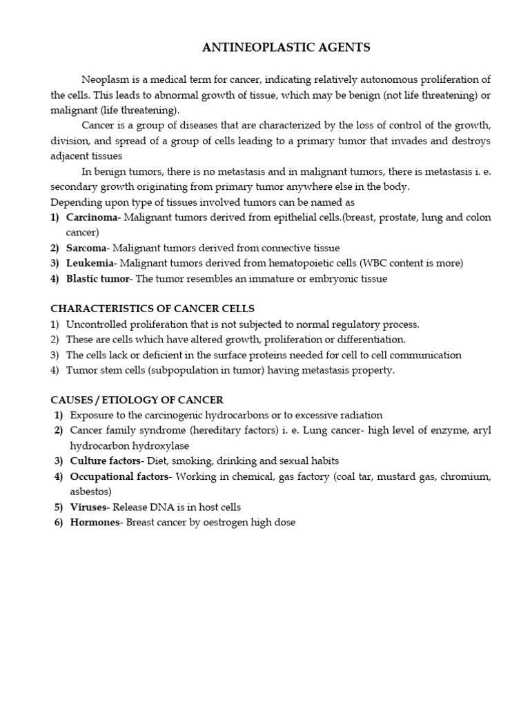 Antineoplastic Agents | PDF | Chemotherapy | Cancer
