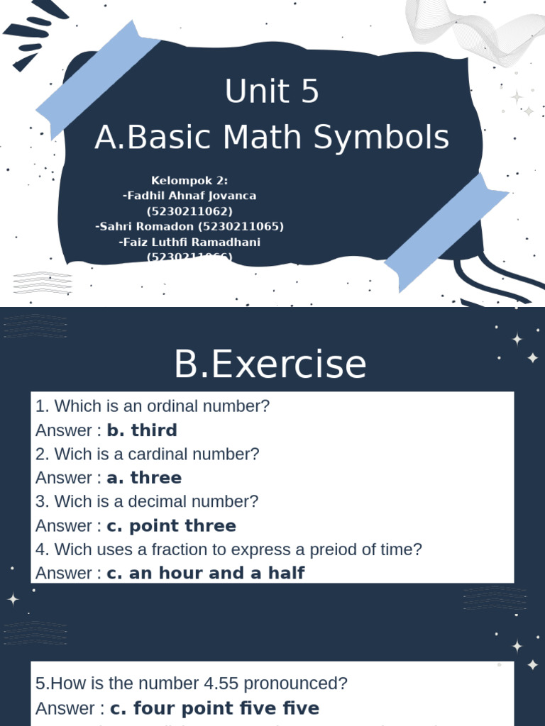 Basic Math Symbols and Exercises | PDF