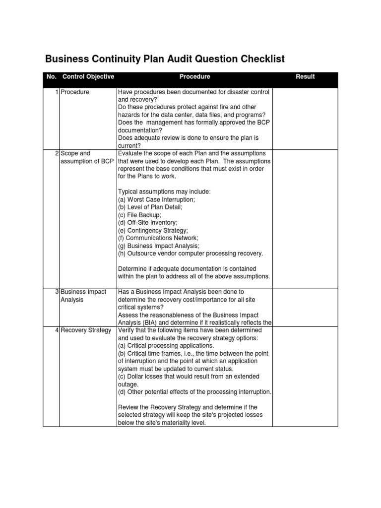 Bcp Checklist | Digital & Social Media | Digital Technology