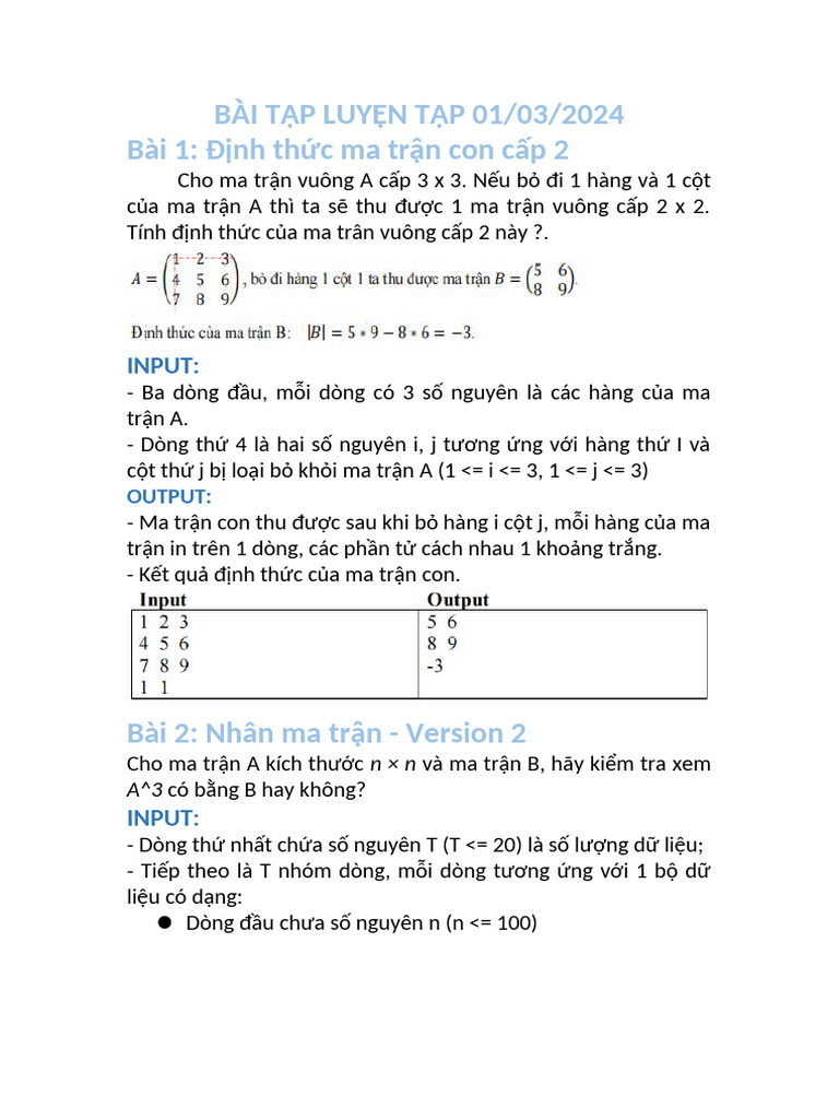 BÀI TẬP LUYỆN TẬP 29 - 02 - 2024 | PDF