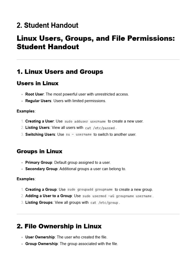 Linux User and Group Permissions Guide | PDF | Sudo | Computer File