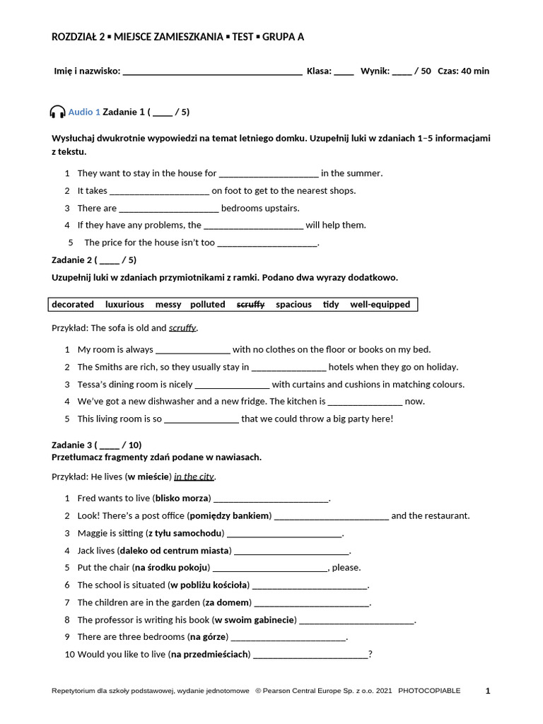 Klasa 8 Unit 2 A | PDF