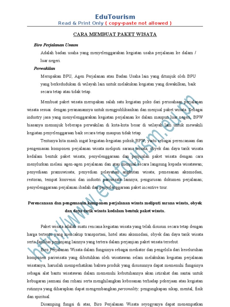 Cara Membuat Paket Wisata