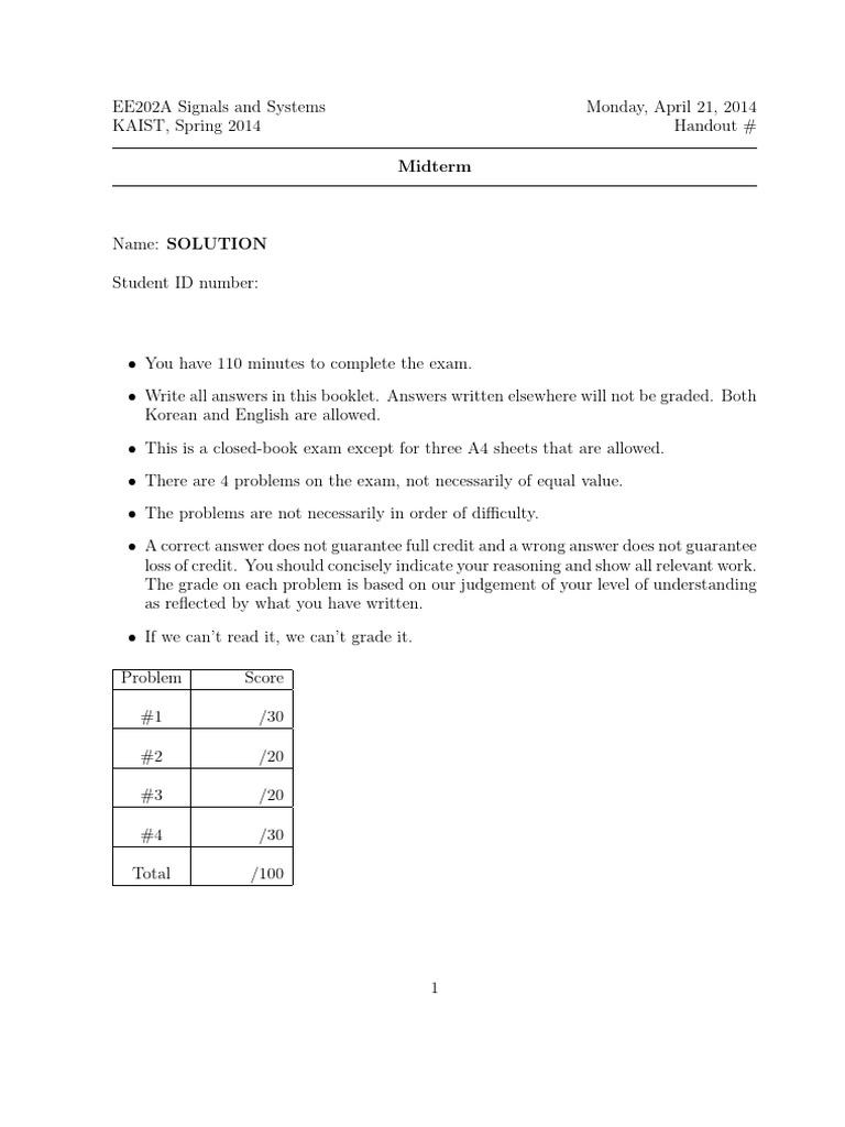 Midterm Solutions 2014 | PDF | Mathematical Concepts | Mathematical Physics