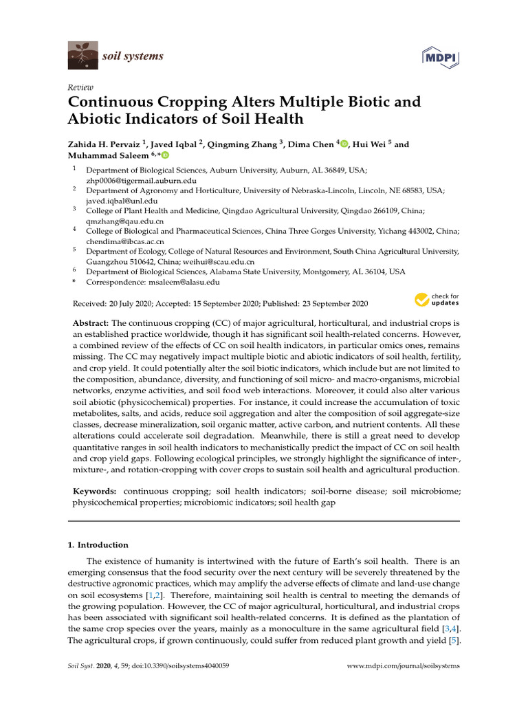Continuous Cropping Effects on Soil Health | PDF | Soil | Crop Rotation