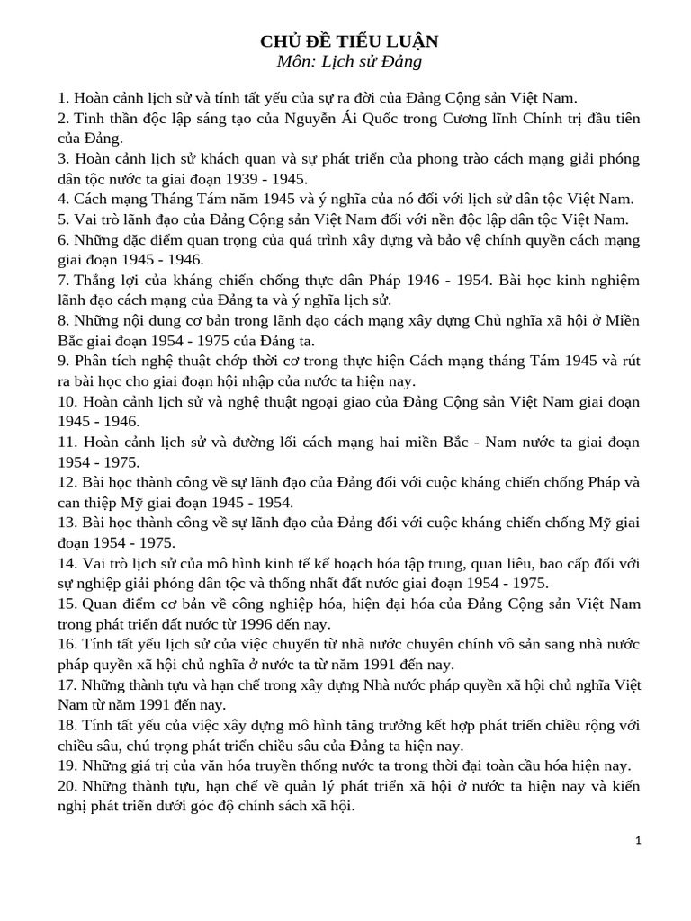 Chu de Tieu Luan LSĐ (11.2024) | PDF