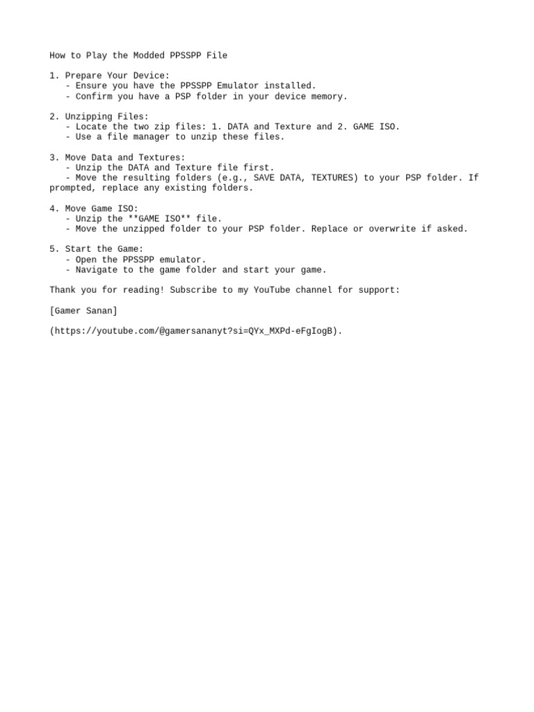 Modded PPSSPP File Setup Guide | PDF