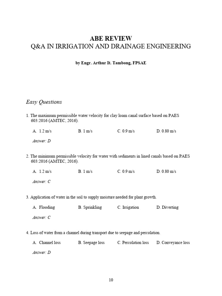 Irrigation and Drainage Q&A Guide | PDF | Evapotranspiration | Slope