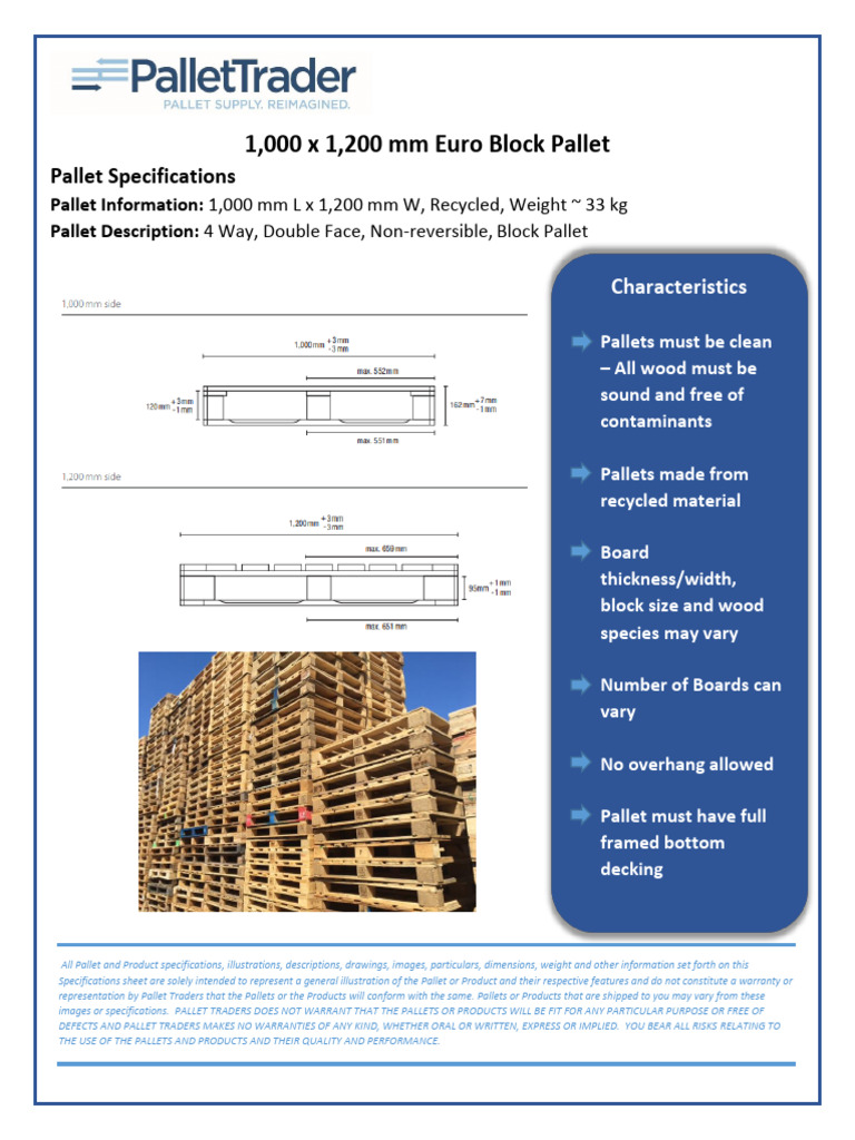 Euro Block Pallet Specifications Guide | PDF | Pallet
