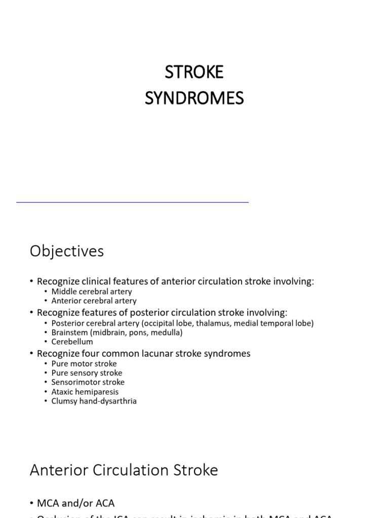 Stroke Syndromes: Clinical Features & Cases | PDF | Stroke | Thalamus