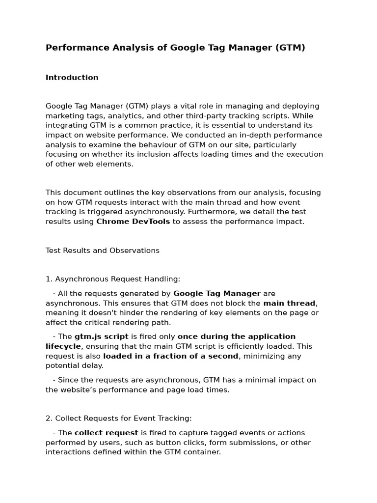 Performance Analysis of Google Tag Manager | PDF | Information ...