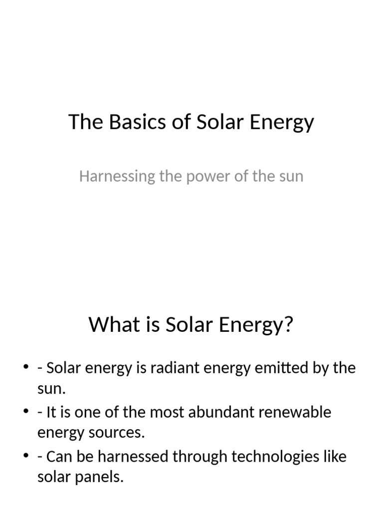 Solar Energy Presentation | PDF