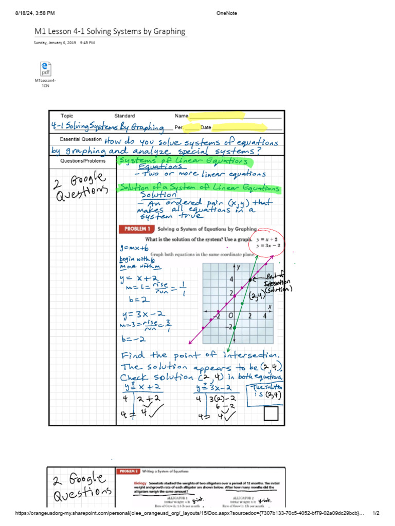 Solving Systems by Graphing Guide | PDF