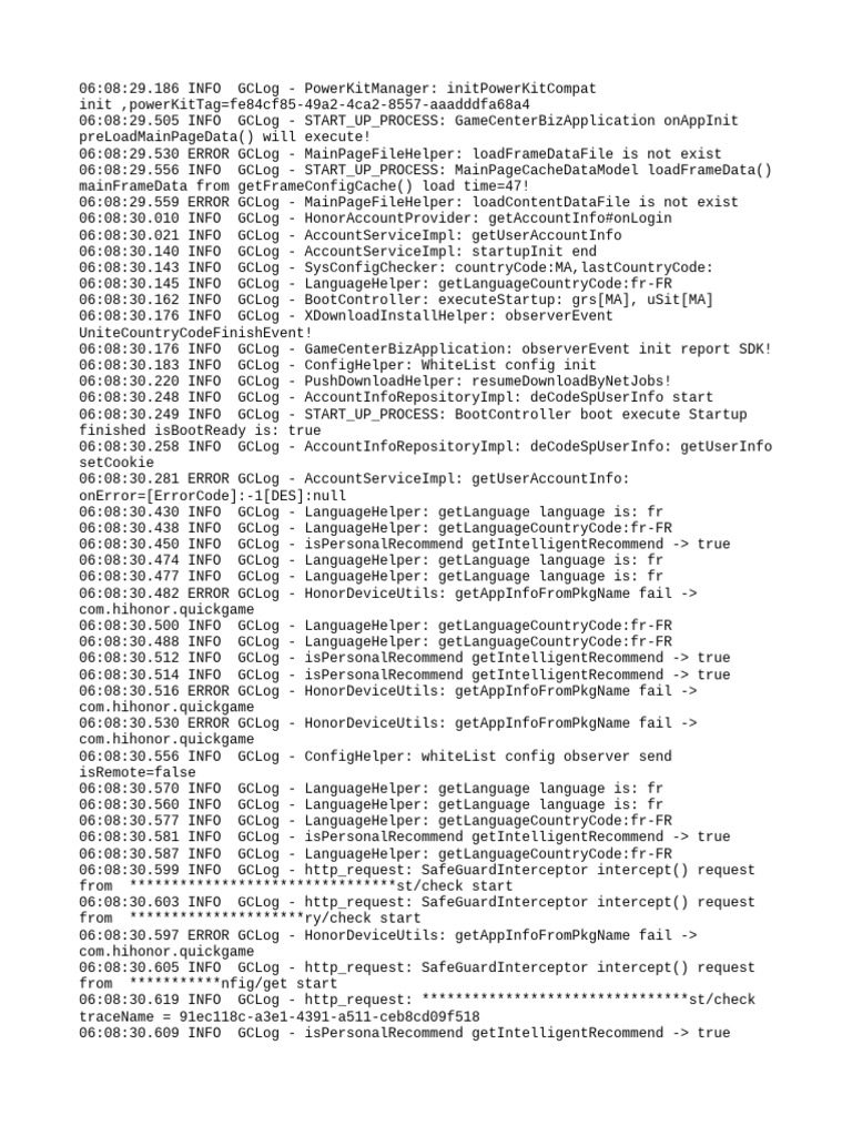 GameCenter Startup Process Log Analysis | PDF | Networking Standards ...