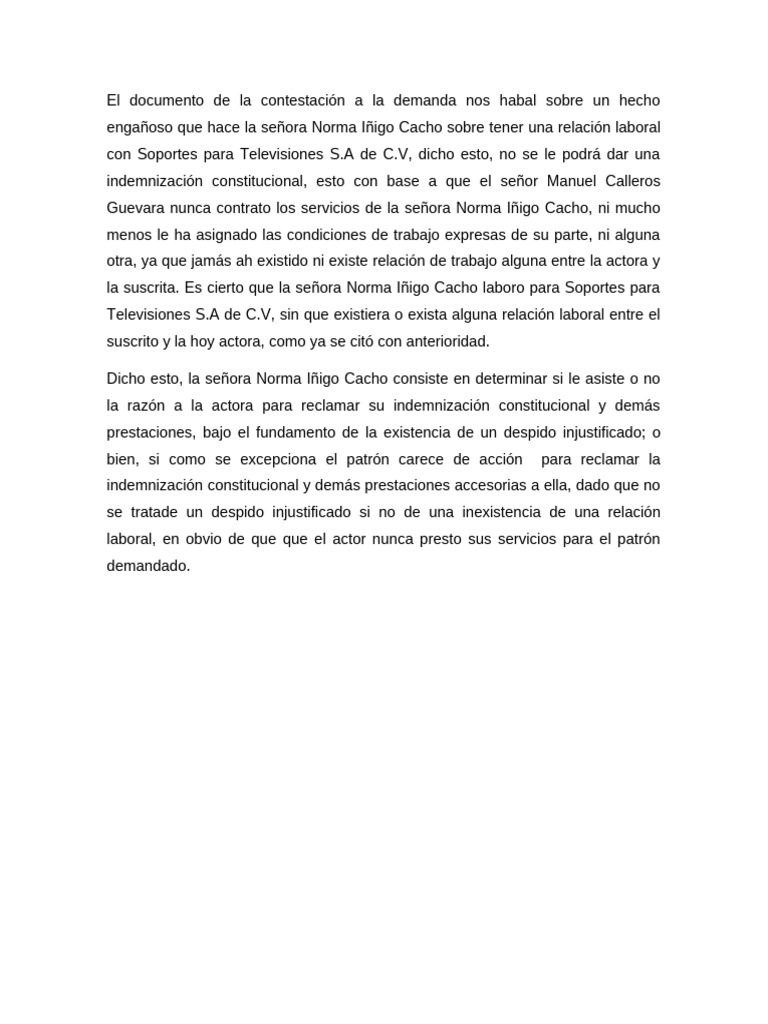 Informe de Ejemplo de Contestacion A Demanda | PDF
