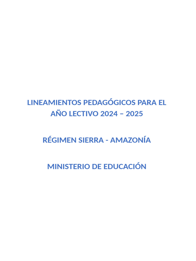Lineamientos Pedagógicos 2024-2025 Ecuador | PDF | Plan de estudios ...