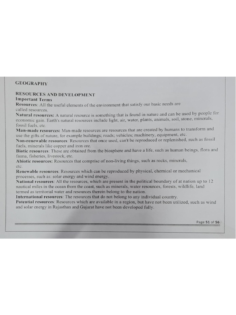 Resources And Development Geography Class 10th Pdf