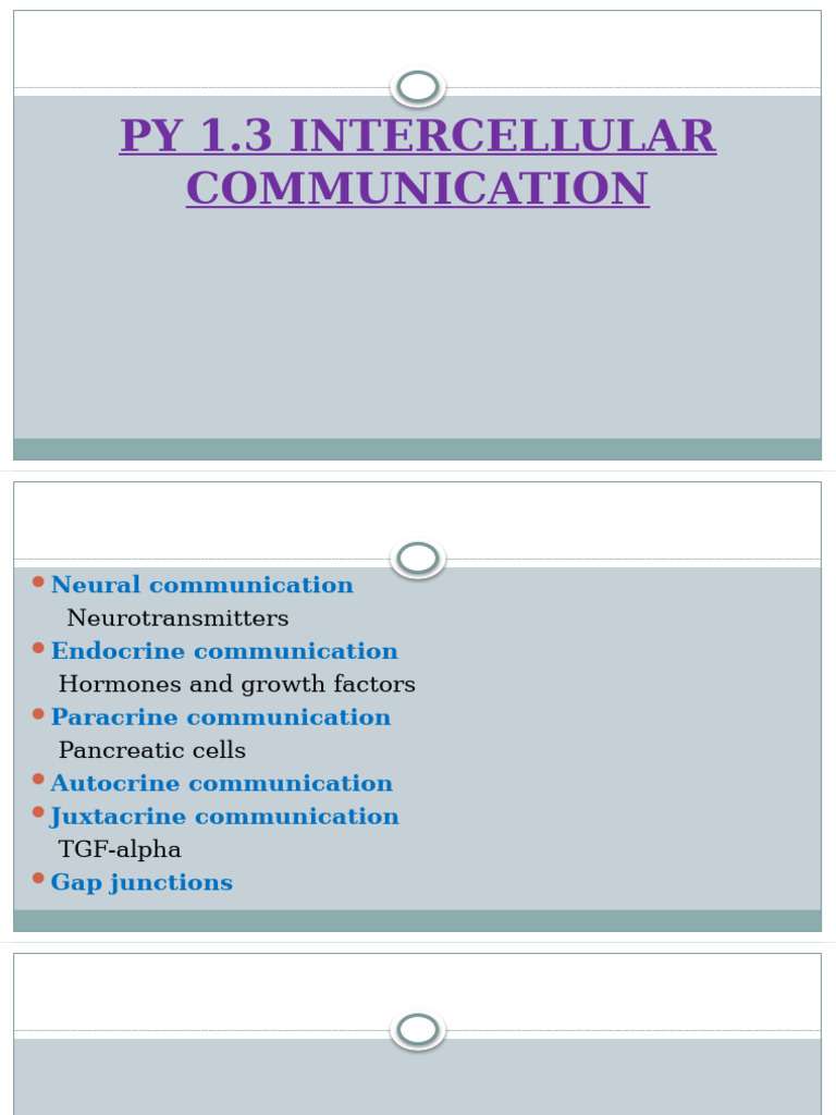 Intercellular Communication Mechanisms | PDF | Cell Membrane ...