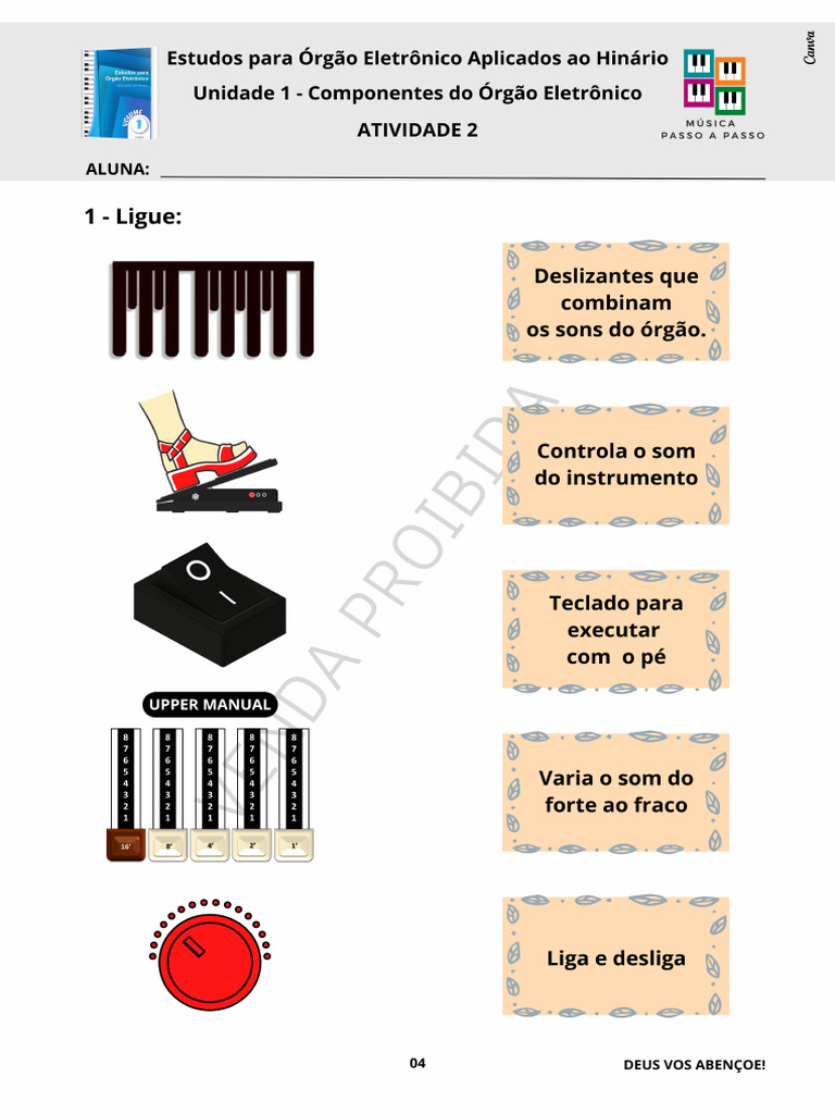 Apresentação Do Órgão Eletrônico - Ligue Os Componentes Do Órgão ...