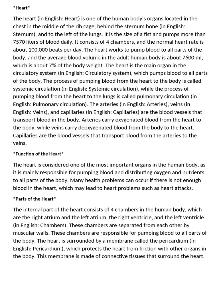 Heart PDF Heart Ventricle (Heart)