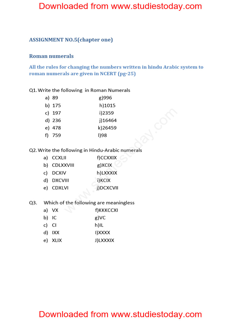 Roman Numerals Practice | PDF