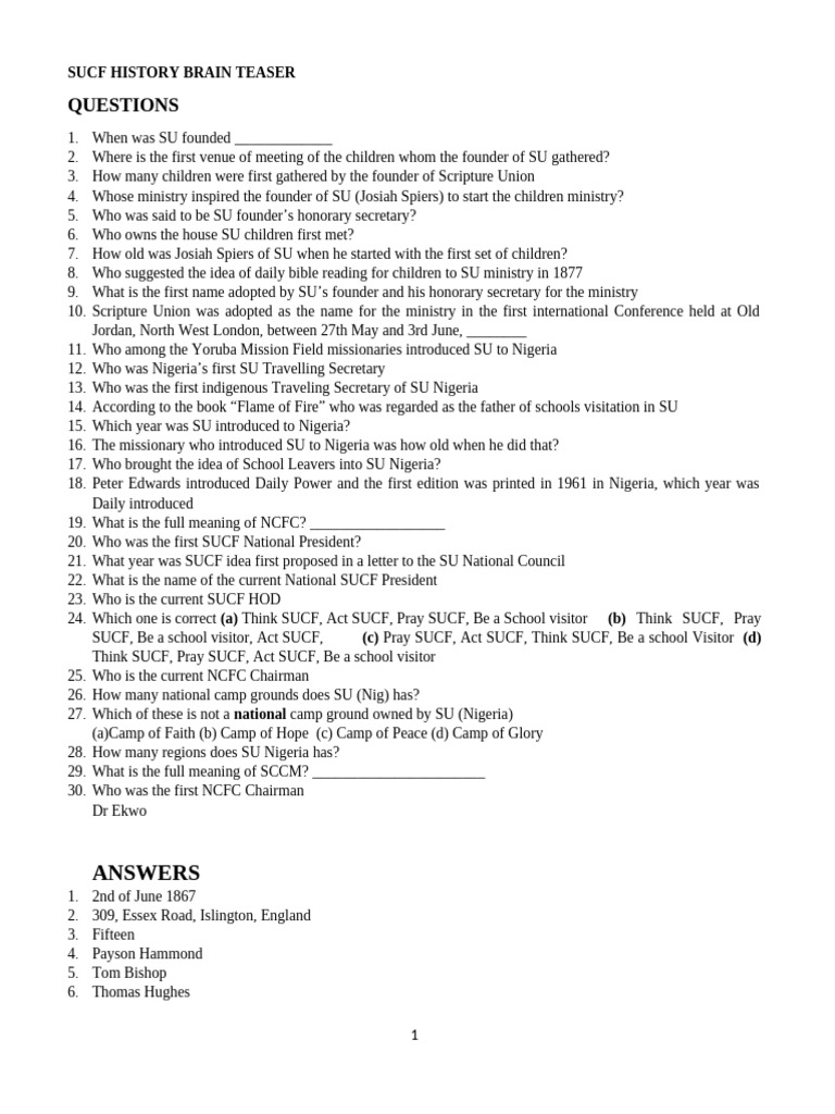SUCF History and Key Milestones | PDF | Protestantism | Protestant ...